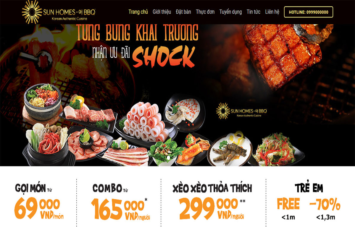 thiết kế web site nhà hàng