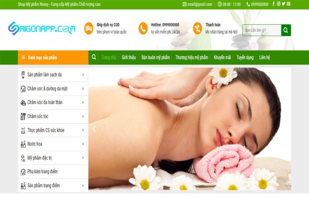 mẫu website spa thẩm mỹ viện làm đẹp